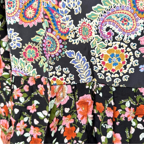 🌸Floral Paisley Boho Blouse w/Tie. Black/Rose/Gold/Blue/Multi. 1 SM 1 MED 1 LG - Picture 8 of 13